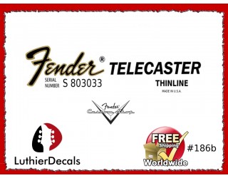 Fender Telecaster Thinline Guitar Decal 186b